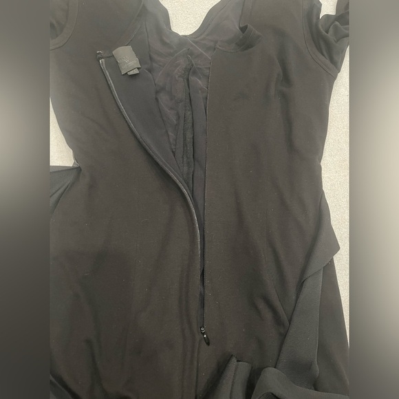 [US4]Vera Wang collection Gray Black Silk Blend Ruched Tie Sheath Dress Satin - Picture 6 of 9